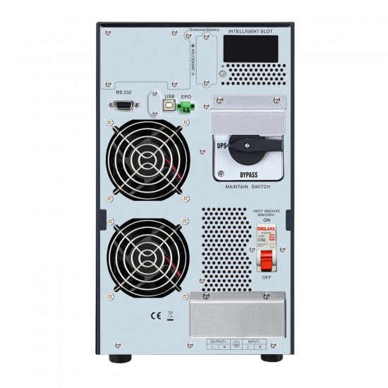 SRVS6KIL Easy UPS 1 Ph On-Line, 6kVA/6kW, Tower, 230V, 1x Hard wire 3-wire(1P+N+E) outlet, Intelligent Card Slot, LCD, Extended Runtime