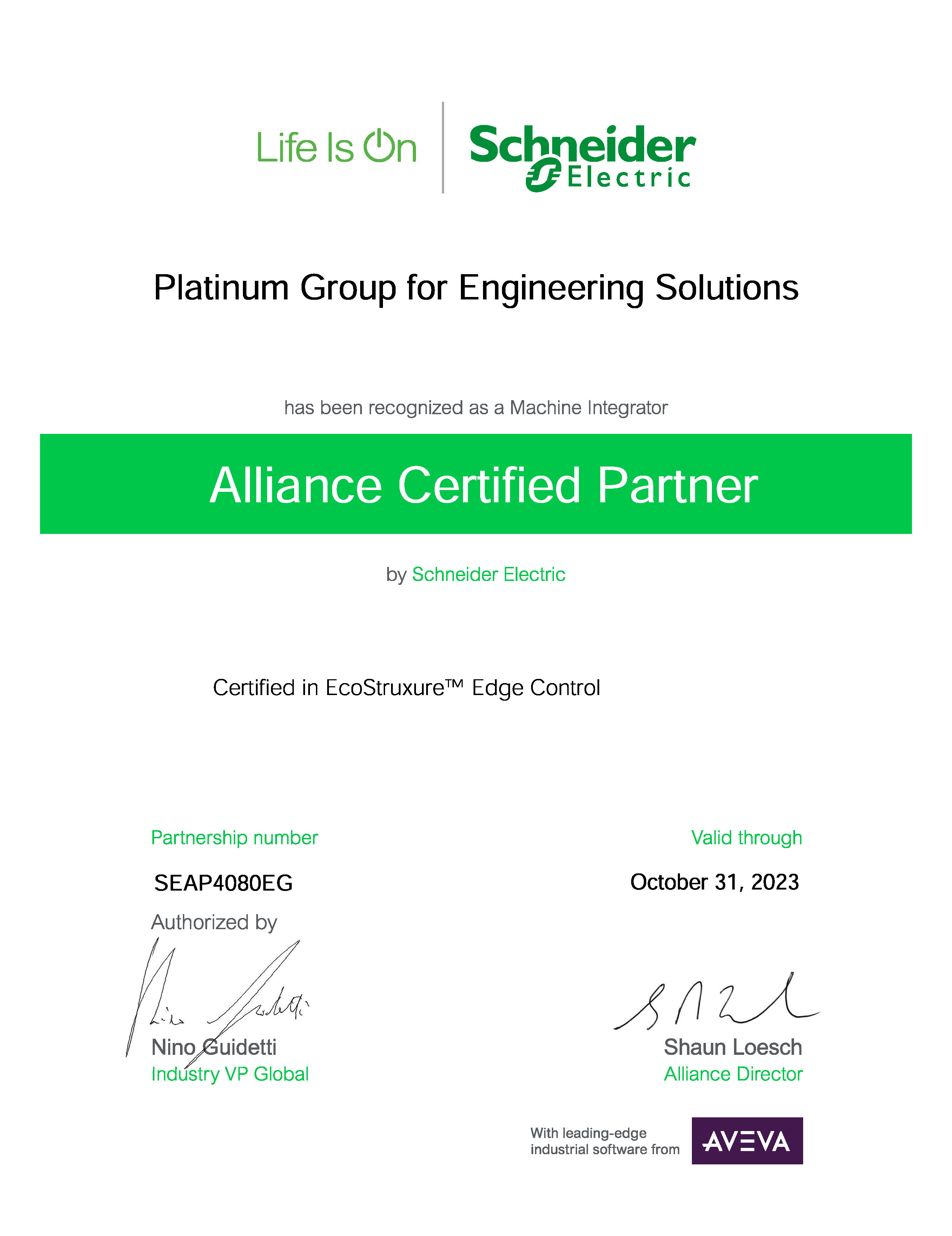 Alliance certified partner of Schneider and machine integrator.