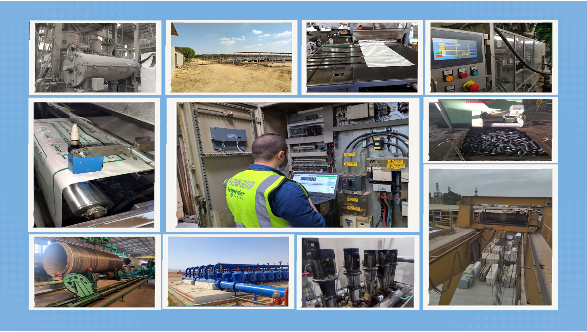 some of platinum group solutions by Shneider electric components panels, PLC commissioning and start up