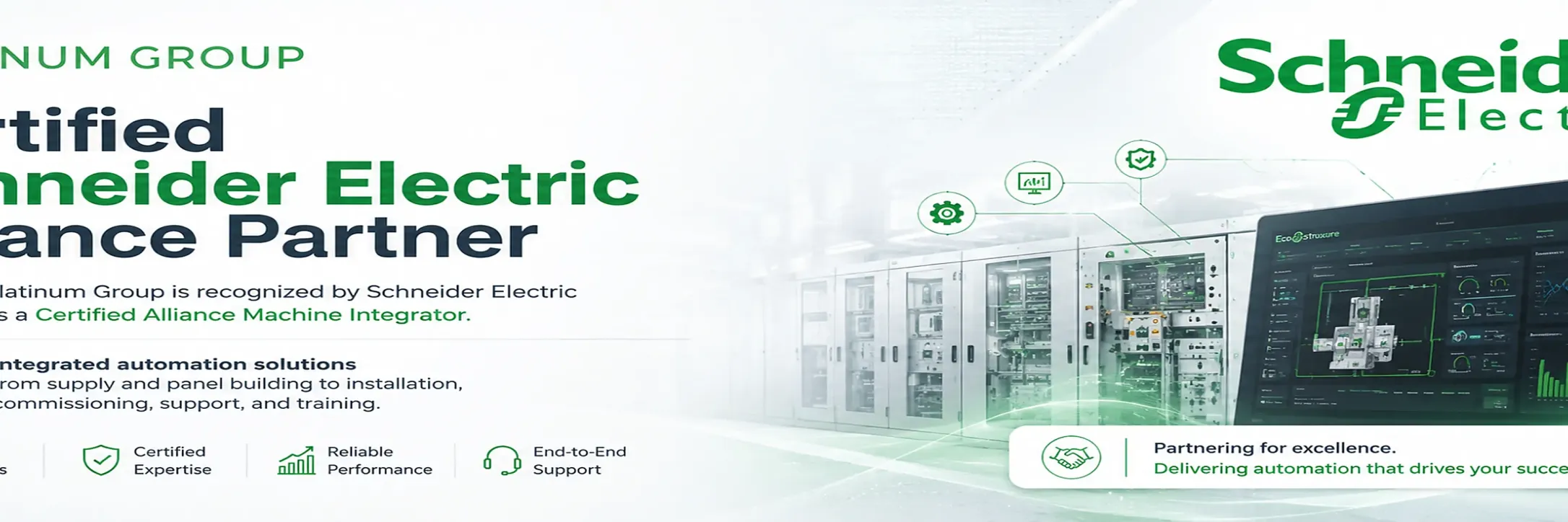 some of platinum group solutions by Shneider electric components panels, PLC commissioning and start up