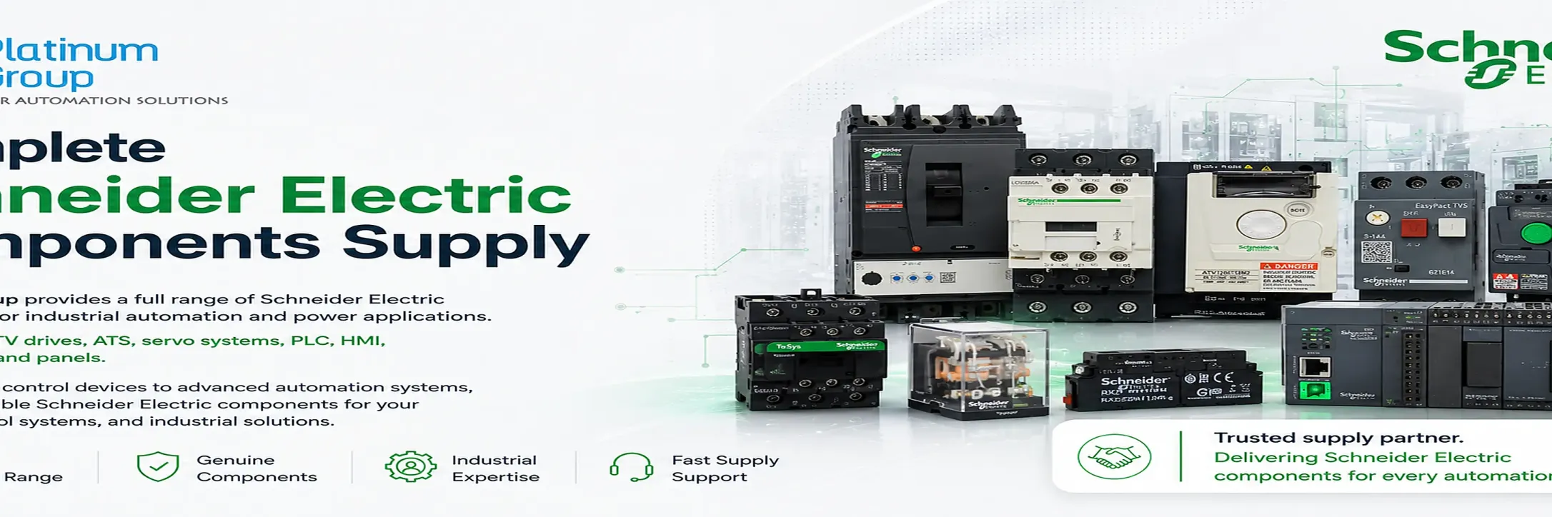 some of platinum group solutions by Shneider electric components panels, PLC commissioning and start up